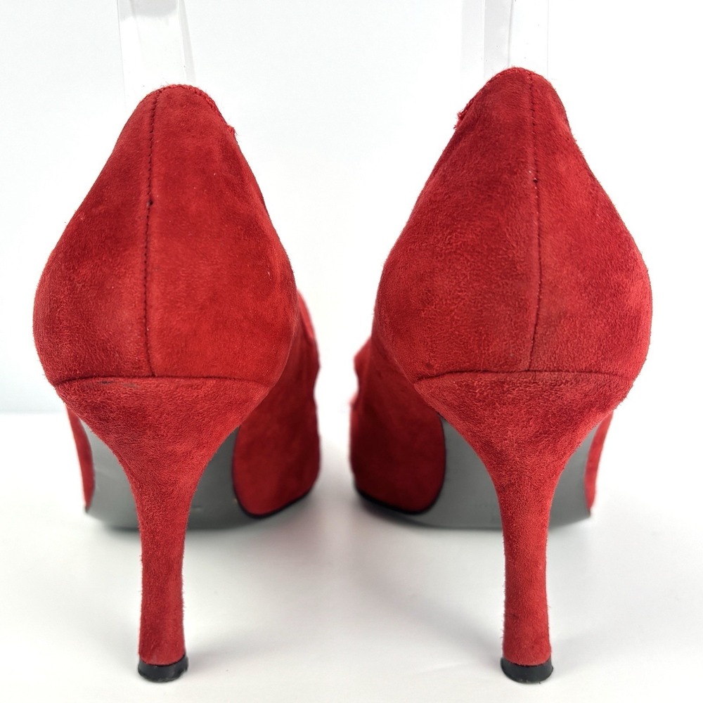 Via Spiga Red Suede Mary Jane Pumps Heels Women's 8.5 M Italy Pointed Toe 39 EU - Picture 5 of 13